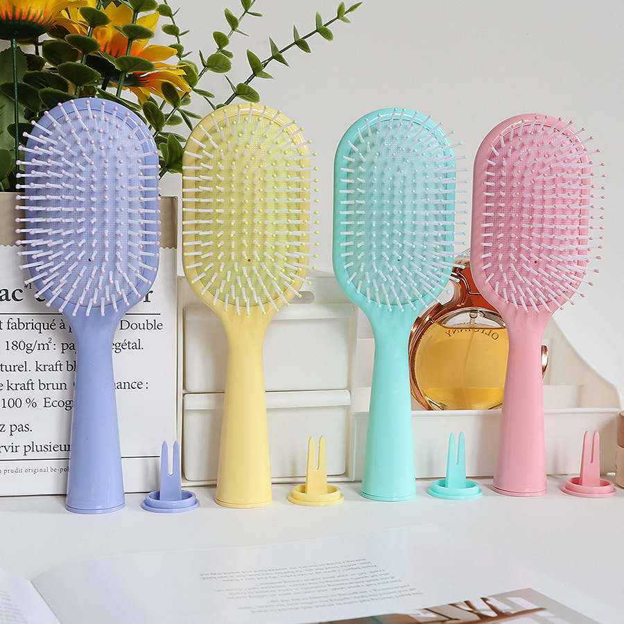 Hair Care Routine - แปรงหวีผมแบบเบาะลมสีสันสดใส ขนาดใหญ่ รูปทรงวงรี สำหรับนวดหนังศีรษะ ป้องกันไฟฟ้าสถิต ช่วยลดปัญหาผมพันกัน