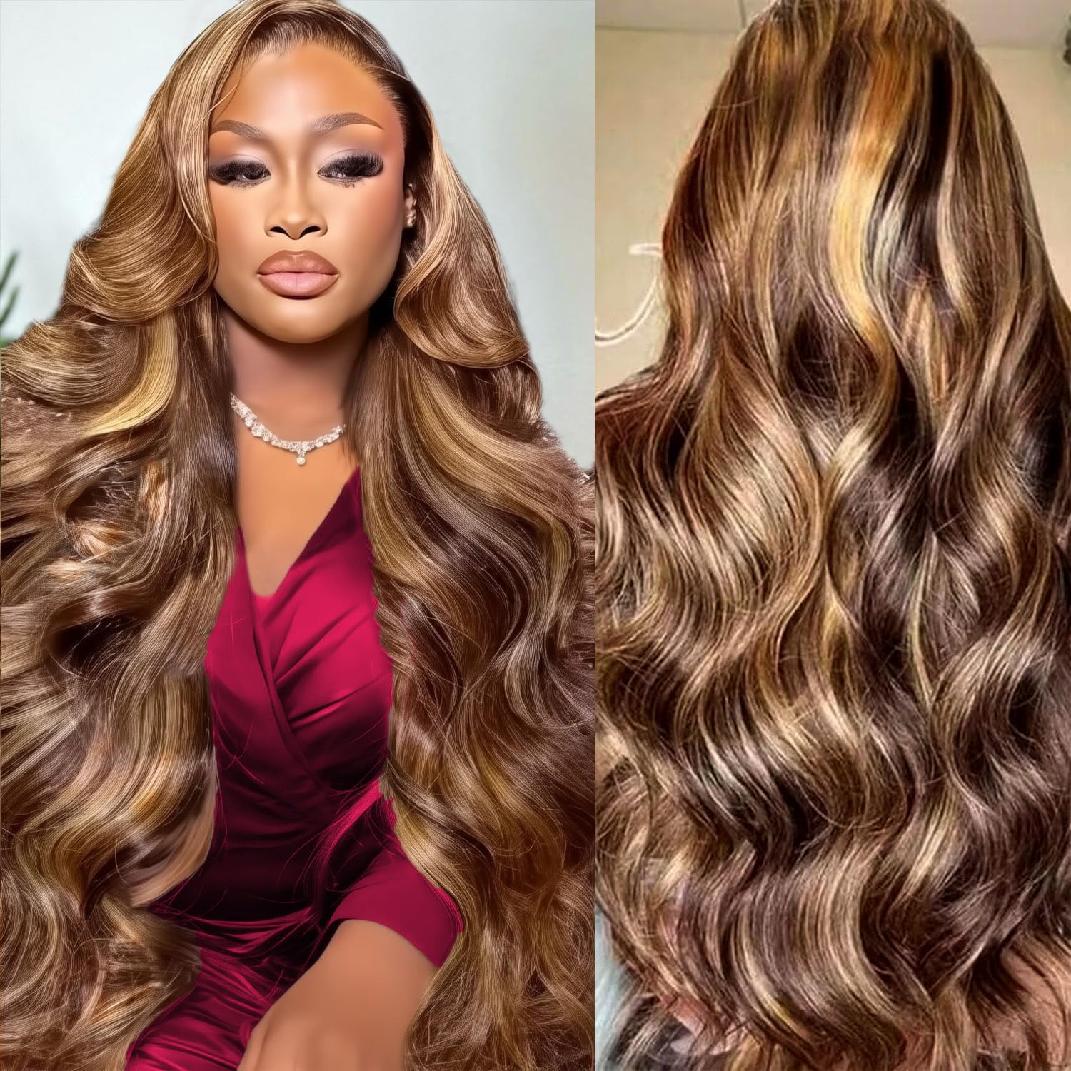 Lace Front Wig - วิกผมลูกไม้ด้านหน้าแบบ Body Wave ขนาด 46 นิ้ว