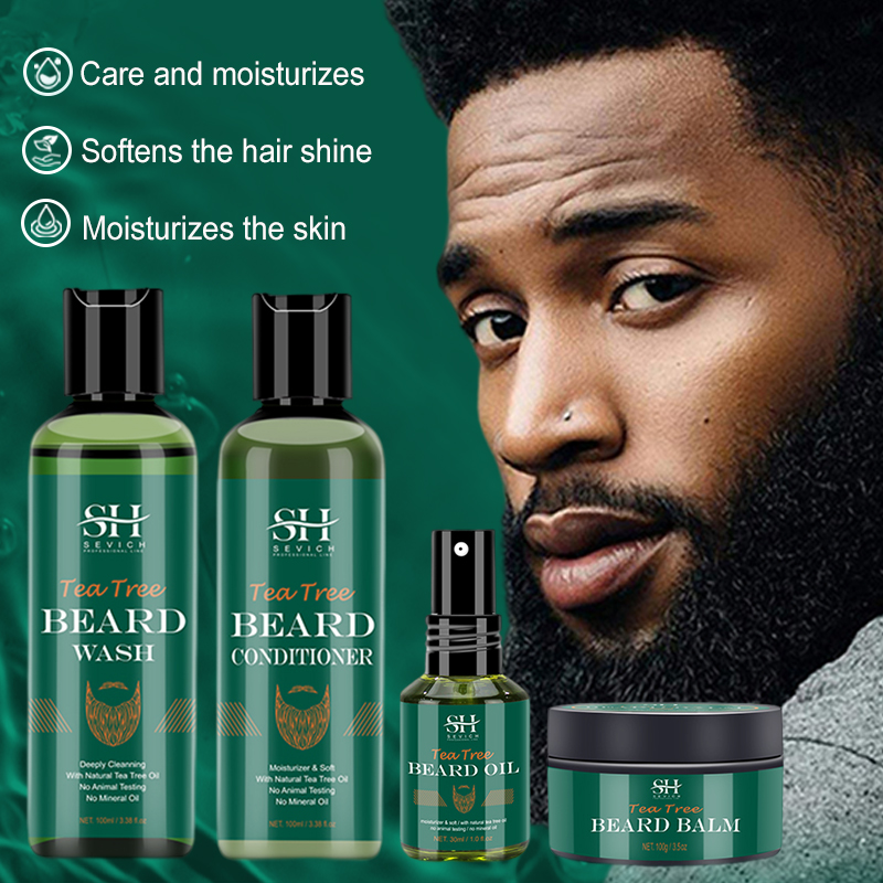 Hair Care Routine - Tea Tree Beard Oil ชุดสําหรับชายธรรมชาติสารสกัดจากพืช Organic