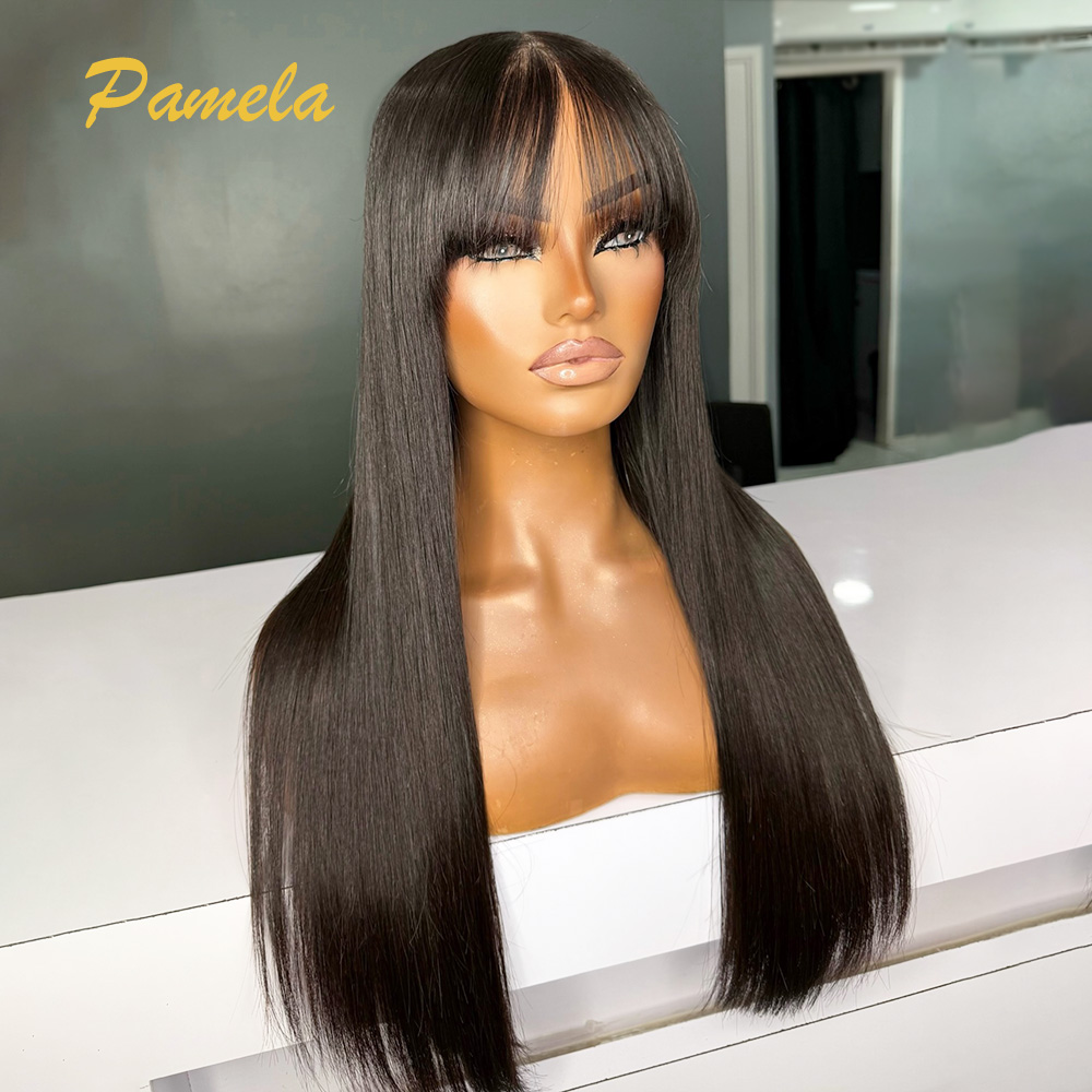Lace Front Wig - วิกผมแท้บราซิลแบบตรง พร้อมหน้าม้า วิกผมลูกไม้ 360 องศา วิกผมแท้สำเร็จรูปสำหรับผู้หญิง