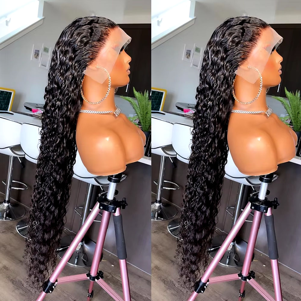 Lace Front Wig - วิกผมมนุษย์แท้บราซิลเลียนแบบเจอร์รี่คิงกี้เคอร์ลี่เวฟ ขนาด 42 นิ้ว พร้อมลูกไม้ด้านหน้า 13x6