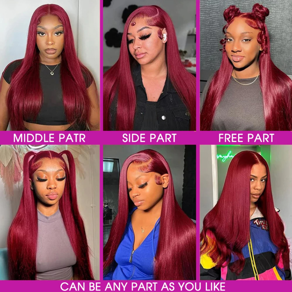 วิกผมแท้สีเบอร์กันดี 99J แบบผม - Lace Front Wig บทวิจารณ์และราคา