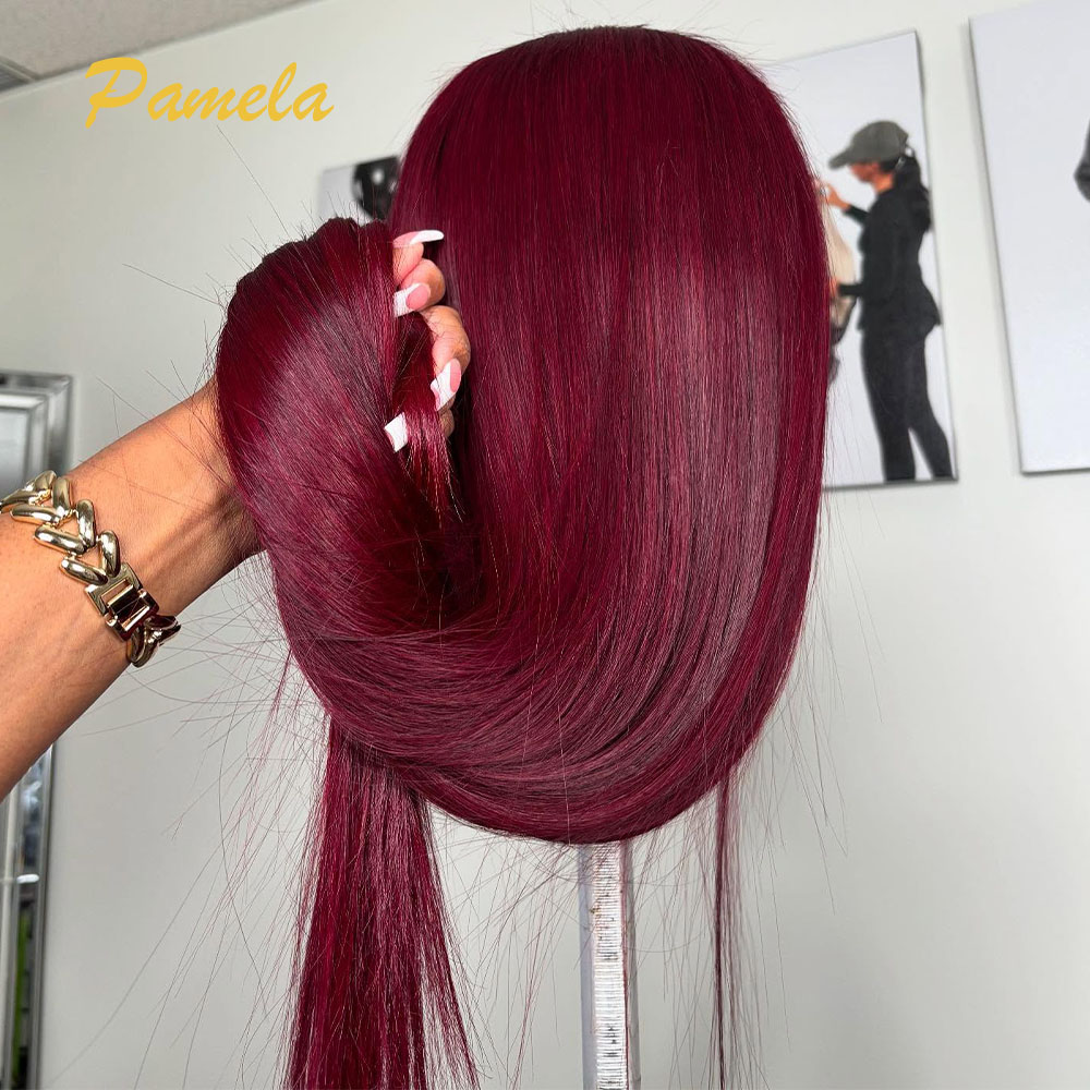 Super Double Drawn Burgundy สี - Lace Front Wig บทวิจารณ์และราคา