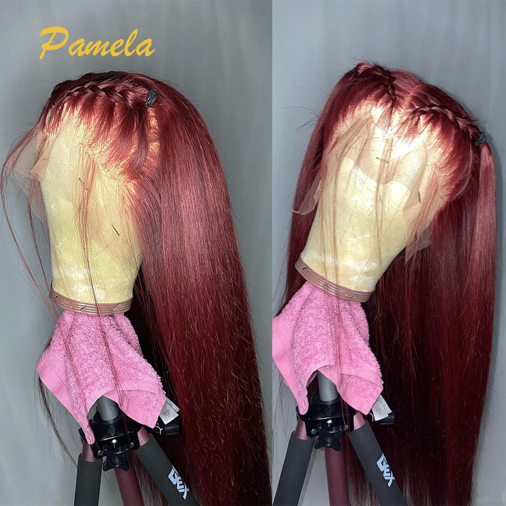 Super Double Drawn Burgundy สี - Lace Front Wig บทวิจารณ์และราคา