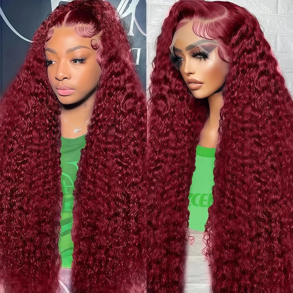 วิกผมแท้สีเบอร์กันดี 99J แบบลอ - Lace Front Wig บทวิจารณ์และราคา