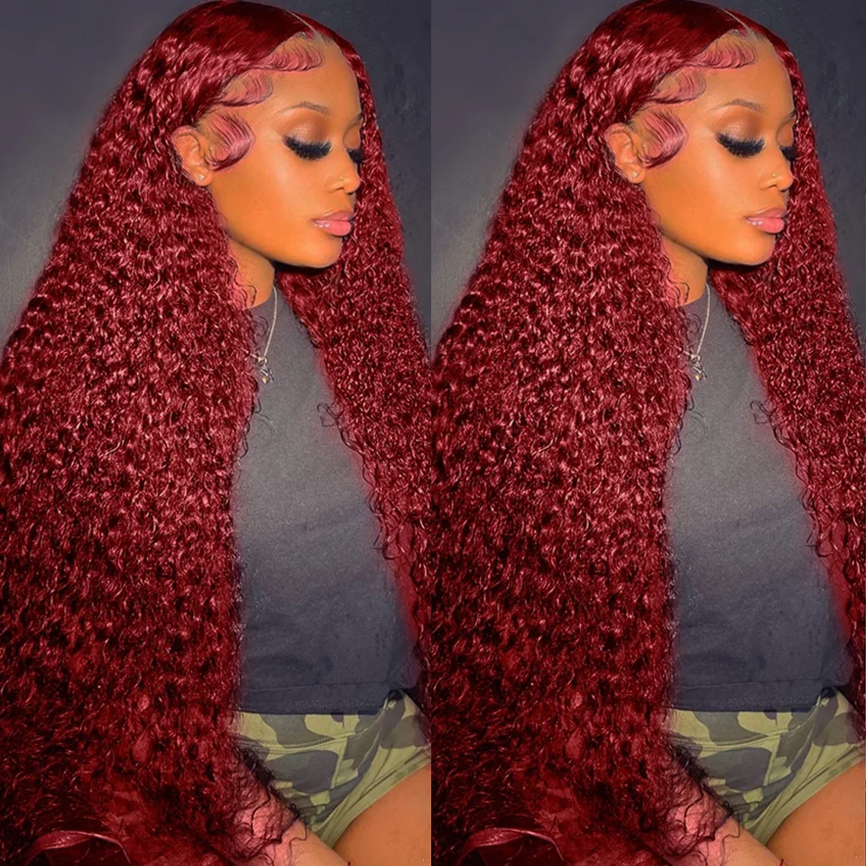 วิกผมแท้สีเบอร์กันดี 99J แบบลอ - Lace Front Wig บทวิจารณ์และราคา